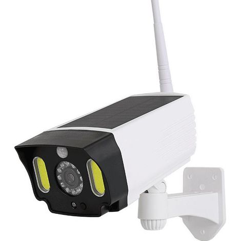 CCTV Caméra de Surveillance Factice d'Extérieur - Solaire avec LED avec lumière LED rouge clignotante avec 20 LED spot lumière (1/2)
