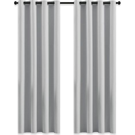 Rideau Occultant - Rideaux d'Extérieur pour Jardin Pergola à Oeillets Lumière Bloquer Isolant Thermique Décoration pour Tonnelle, L 132 x H 213 cm, Gris Blanc, 2 PCs (1/5)