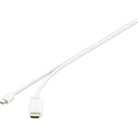 Câble adaptateur Renkforce Mini-Display / HDMI Fiche mâle Mini DisplayPort, Fiche mâle HDMI-A 3.00 m blanc RF-3697526 contacts dorés Câble Displa C164821 (1/3)