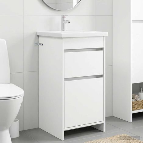 vidaXL Meuble de salle de bain avec évier Blanc 42 x 40 x 84,5 cm (1/5)