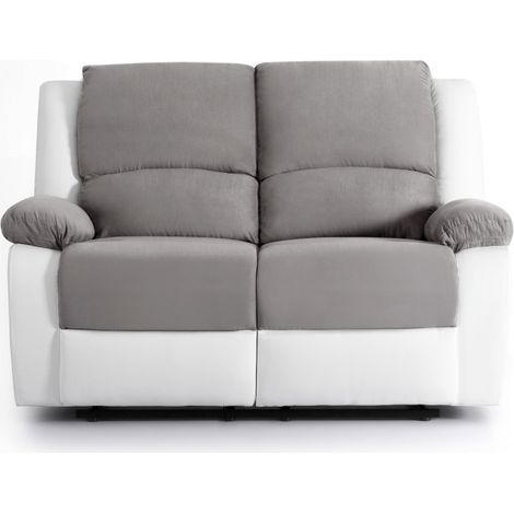 Loungitude – Canapé relax 2 places microfibre et simili – Inclinaison 170° – Repose-pieds relevable – Confort mousse – Dimensions 143x93x96 cm