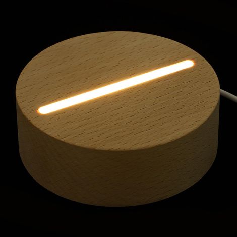 Socle de Veilleuse en Bois Blanc Rond, Support D’ampoule (1/5)