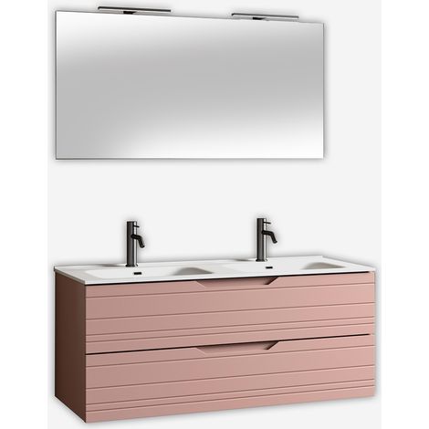 Mobile bagno sospeso doppio lavabo 120 cm Solmira - Rosa