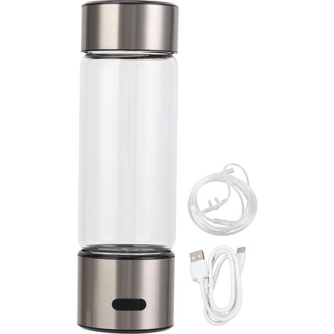 Bouteille eau hydrogène 460ml générateur 1400ppb – Portable rechargeable riche voyage fitness argent, santé (1/5)