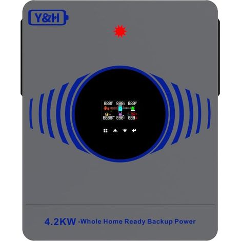 Onduleur solaire hybride On/Off Grid 4,2 kW DC24 V vers AC220 V intégré 120 A MPPT 6200 W 27 A Entrée PV Fonctionnement sans batterie Double sortie CA Mise à niveau du micrologiciel hors ligne (1/5)