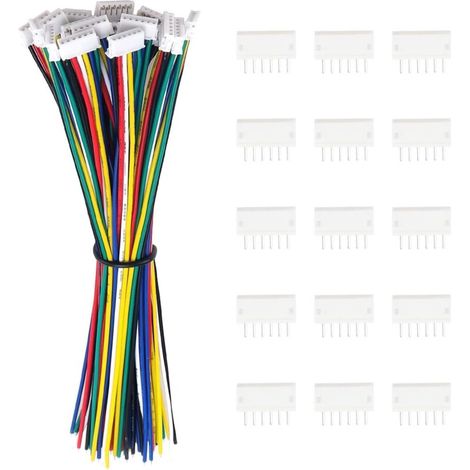 15 Paires JST 1.5 ZH 6 Pin Connecteur. Micro JST ZH 1.5 6-Broches Connecteur Plug Mâle avec Câble de 150mm 26AWG et Femelle (1/5)
