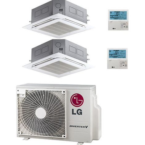 LG 4-Wege Kassettenklimaanlage R32 Dual Split Inverter 9000 + 12000 BTU mit E.U. MU2R15 NEU Klasse A+++/A++