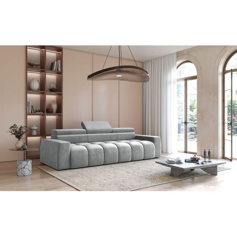 Bigsofa Couchgarnitur DARCY Megasofa in Stoff Salvador Hellgrau (1/3)