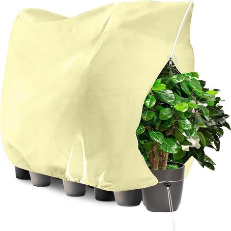 Protection hivernale pour plantes, 240 x 200 cm, protection contre le gel, sac en toile de jute, protection hivernale pour plantes en pot, protection contre le gel, grand sac à plantes en pot avec (1/5)