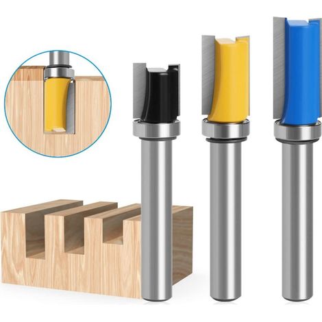 3 Pièces 8mm Fraise Carbure Defonceuse, avec Roulement Supérieur Fraise Fraises, Fraise de Copiage Fermement , pour Affleurer Droite Carbure Fraisage de Menuiserie Bricolage de Coupe (1/5)