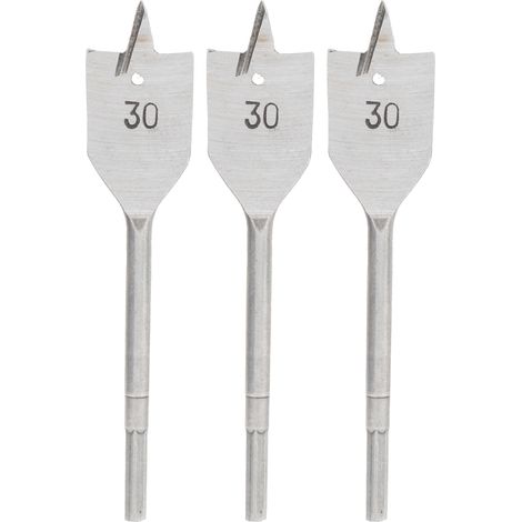 Set mit 3 flachen Holzbohrern aus Kohlenstoffstahl, 30 mm Durchmesser