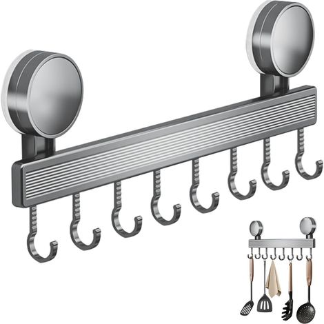 Porte-Ustensiles de Cuisine avec Crochets, Organiseur Pratique et Amovible, Installation Facile sans Perçage, pour Ustensiles de Cuisine