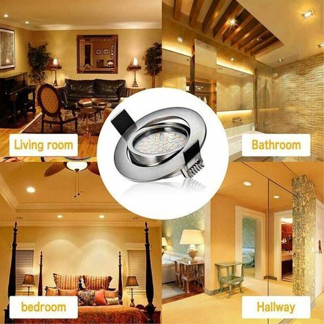 komplette 5W LED-Einbaustrahler, warmweiß 3000K, entspricht einer 45W Halogenlampe, 230V, fester Deckenstrahler, 55mm Loch [Energieklasse E] (1/4)