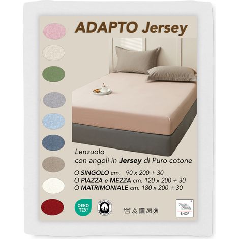Draps-housses en jersey Adapto blanc - Coton stretch H30cm - Simple, Queen, Double Cm. 180x200
