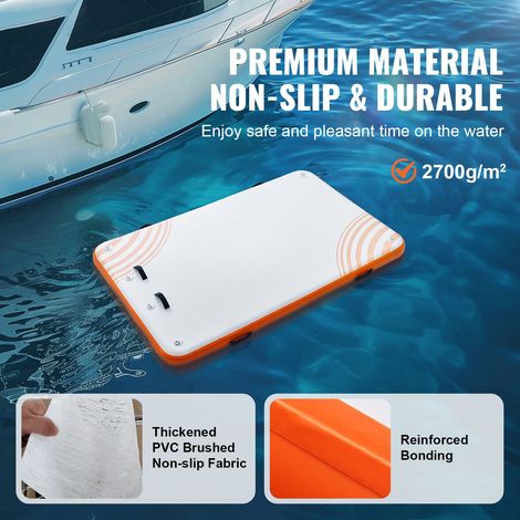 Plateforme flottante gonflable 8 x 5FT, radeau île pour piscine plage mer, tapis antiglisse avec sac transport et échelle amovible (1/5)