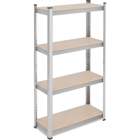 Relaxdays Schwerlastregal, HxBxT: 138x70x30 cm, 200 kg, verzinkter Stahl, Lagerregal Keller, Garage, zum Stecken, silber