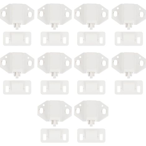 Loquet de Porte en Plastique Blanc Texture Ferme Résistante Lot de 10 Sets de Sets de Ensembles pour Meuble et Porte Moustiquaire pour Armoire et Mobilier (1/5)