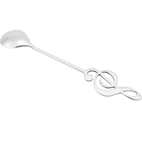 Cuillère à café créative à motif de note de musique, en acier inoxydable 304, pour desserts et gâteaux. (1/5)