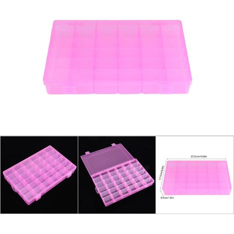 Boîte de Rangement 36 Emplacements pour Boucles d'Oreilles en Bande Élastique - Organisateur Domestique (Rose) (1/5)
