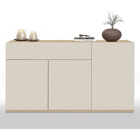 WHOUS Credenza Garda con 3 ante e 1 cassetto cashmere/rovere chopin 120,1x35x70 cm (1/5)