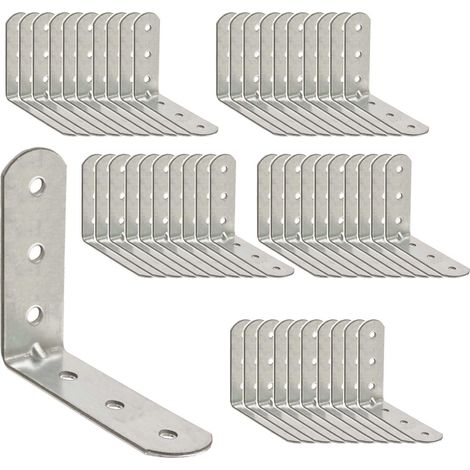 20 Équerre De Fixation, Acier Galvanisé, 40x40x16mm, Trou 4mm, Pour Étagère Et Meuble (1/4)