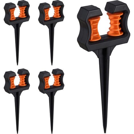 Support pour Le Tuyau d’arrosage, en Lot de 5, Forme Pointue, H x L x P : 26 x 10 x 3 cm, Jardin, Noir (1/5)
