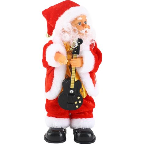 Elektrische, musikalische Weihnachtsmannfigur, singend und tanzend, batteriebetriebene Dekoration, Weihnachtsspielzeug für den privaten oder gewerblichen Gebrauch, Gitarrist (1/5)