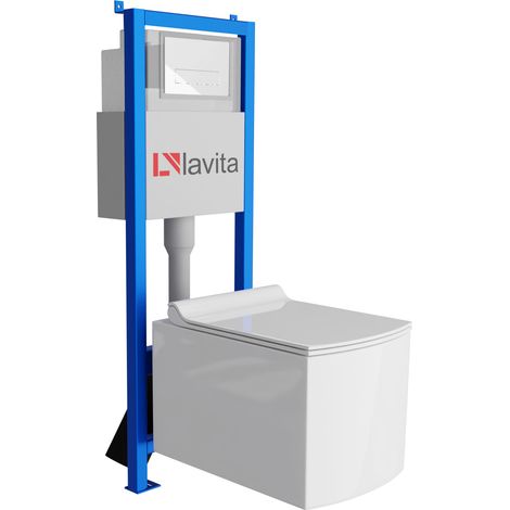 Bâti-support Lavita LAV 101 à 40 cm + WC Fago sans bord + plaque de commande LAV 200.3.1 blanc Kit complet WC (1/5)