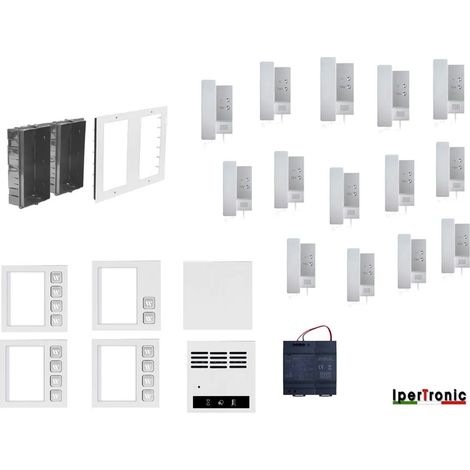Kit citofono da incasso 14 famiglie 2 fili professionale 14 tasti