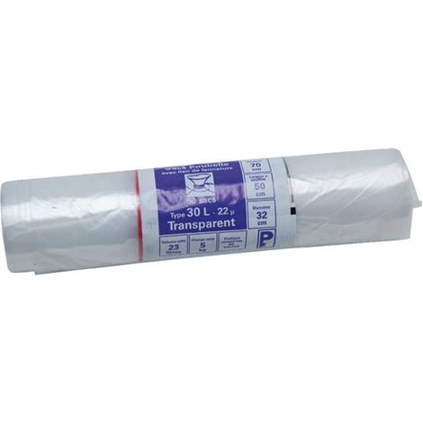 Sac Poubelle Transparent - 30 L - 22 Microns - X50 - Sphere