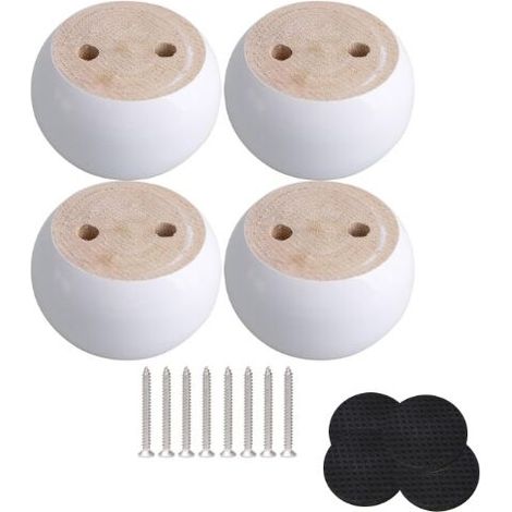 Lot de 4 pieds de meubles ronds en bois d'eucalyptus blanc (1/3)
