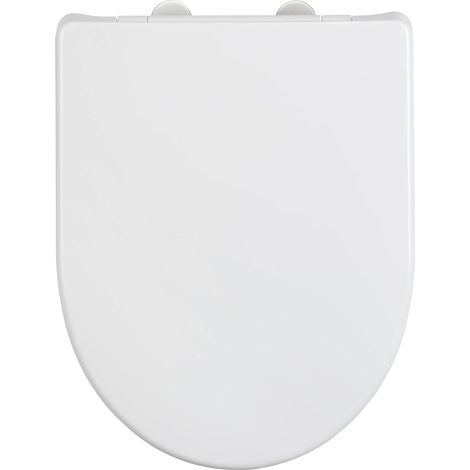 WENKO Copriwater Sindia con freno di caduta Easy-Close e fissaggio igienico a 1 pulsante Fix-Clip in acciaio inossidabile, in Duroplast indistruttibile, resistente fino a 300 kg. Dimensioni: 36,5 x 46 (1/5)