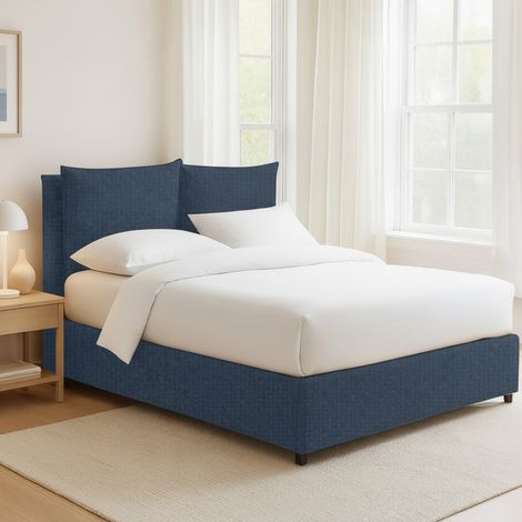Letto Matrimoniale Formby, Sfoderabile, Contenitore Made in Italy, blu (1/5)