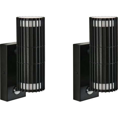 Conjunto de 2 lámparas de pared exterior con sensor de movimiento iluminación moderna de aluminio negro Ernan (1/5)