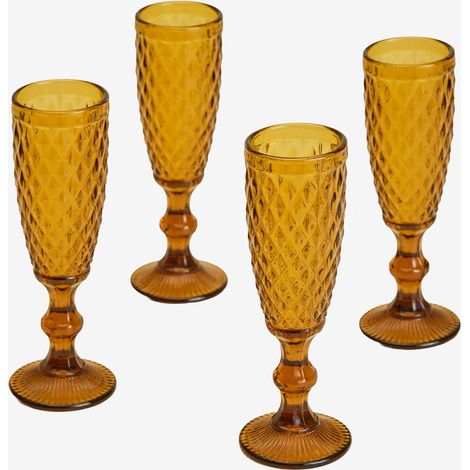 SKLUM 4er-Pack 15cl Champagnergläser aus Koviran-Glas                   Ockergelb                