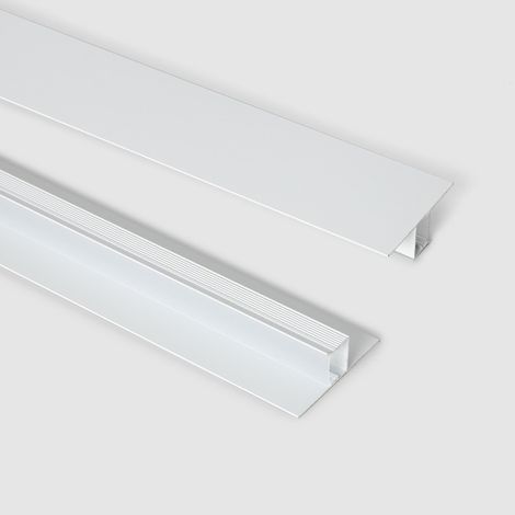 Perfil Aluminio Integración en Pared/Techo para Tira LED hasta 15 mm con Tapa Continua Blanco 2 m Semi-transparente (1/4)