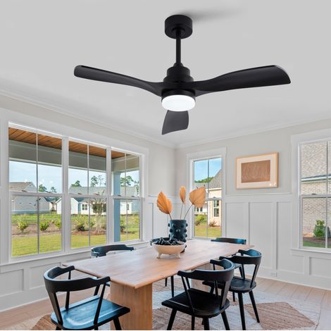 Ventilateur de plafond avec lumière 107 cm noir ABS 3 pales avec télécommande 20 W - CHICFURN (1/5)