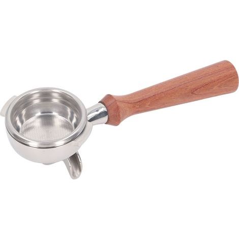 Portafilter Double Spouts 58mm avec panier filtre inox et manche bois naturel F Style (1/5)
