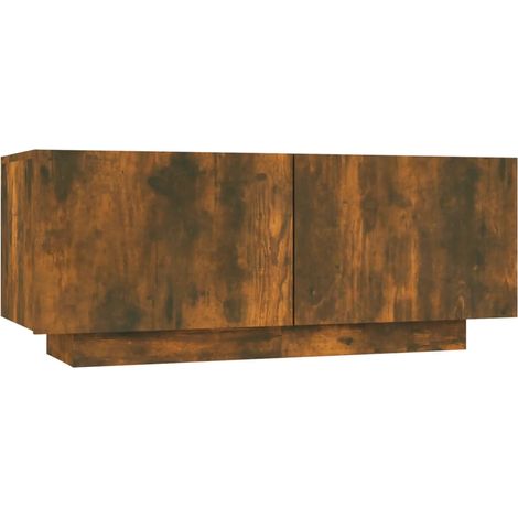 Meuble TV, Étagère TV, Meuble de Salon, Chêne fumé 100x35x40 cm Bois d'ingénierie OIB3416E (1/5)