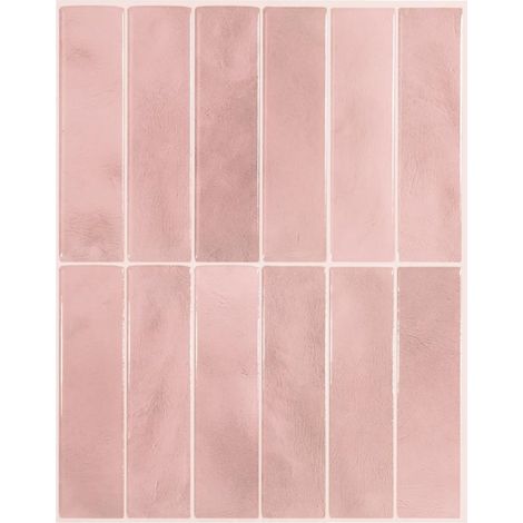 Crédence adhésive pour cuisine et salle de bain, sticker carrelage mural, carreaux rose autocollants, lot de 5 feuilles, 29 x 22.86 cm (1/5)