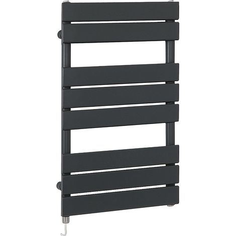 Milano Lustro Electric Anthracite Flat Panel Heated Towel Rail Radiator with Simple Heating Element - 825mm x 450mm (1/5)