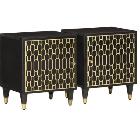 Mesitas de noche 2 uds madera maciza de mango 40x33x46 cm vidaXL (1/5)