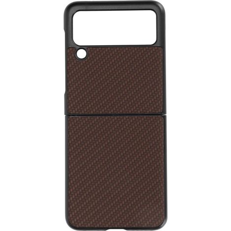 Faltbare Hülle mit Carbonfaser-Muster für Samsung Galaxy Z Flip 3, robuster Schutz, braun (1/5)