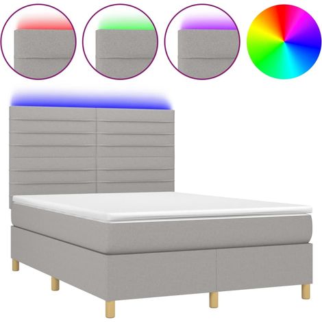 Maison Exclusive - Cama box spring colchón y luces LED tela gris