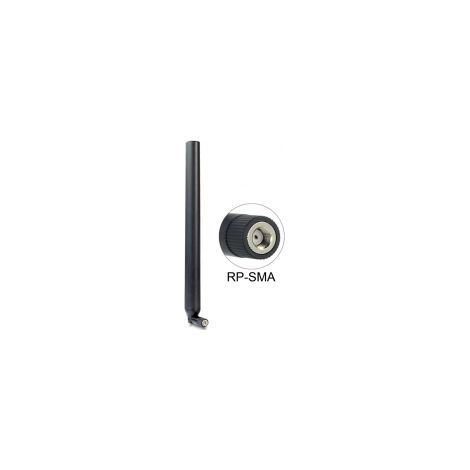 Delock Antena WLAN 802.11 ac/a/h/b/g/n macho RP-SMA 5,5 - 9 dBi omnidireccional con uniÃ³n de inclinaciÃ³n negro