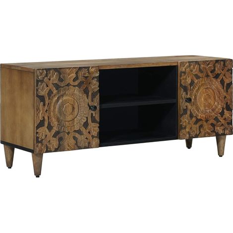 Mobile TV Marrone 105 x 33,5 x 46 cm Legno di mango massello vidaXL
