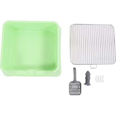 Plateau de pot d'intérieur pour chien, grille en acier inoxydable, toilettes d'entraînement robustes pour petits et moyens chiens, vert clair (1/5)