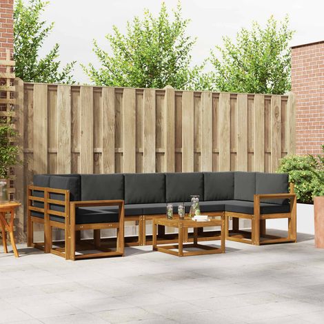Outdoor-Sofagarnitur mit Kissen 8 pcs Natur und Anthrazit