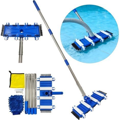 Pool-Staubsaugerkopf mit fahrbaren Stangen, robustes Schwimmzubehör-Set für eingelassene und Aufstellpools - Crezuo