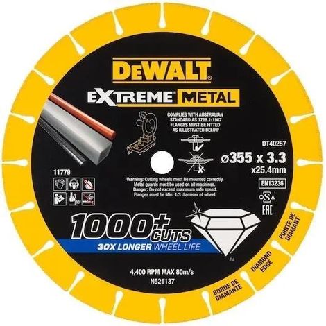 Disco di taglio DeWalt Extreme Metal 355 mm argento